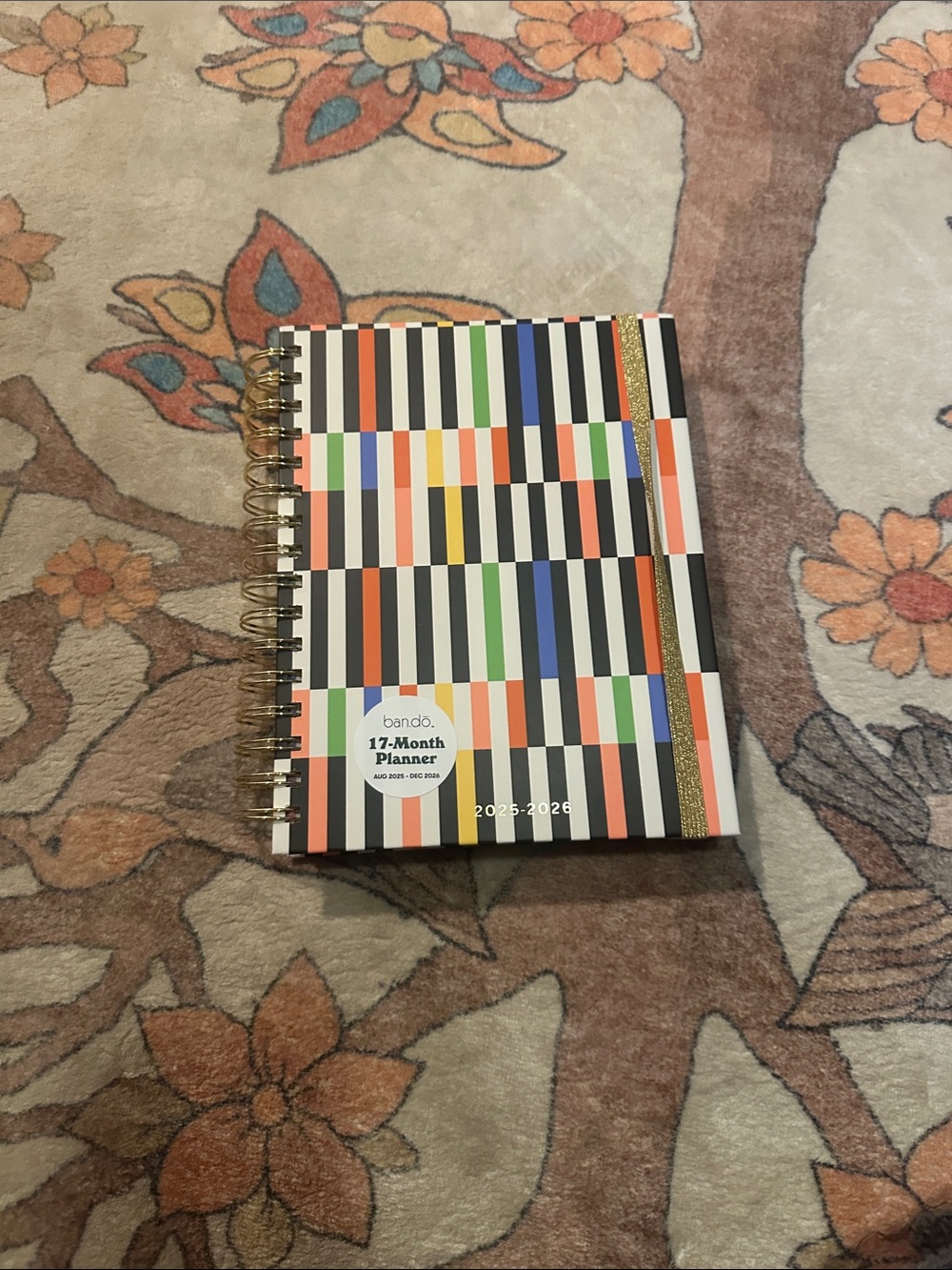 ban.do Color-Block Stripe Planner with Gold Spiral